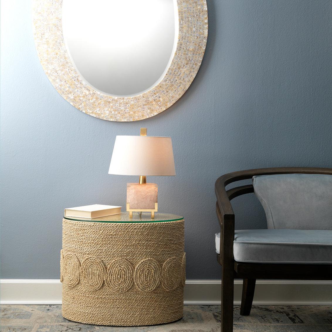 Reversible Position Cream Mother of Pearl Oval Wall Mirror Wall Mirrors Sideboards and Things By Jamie Young