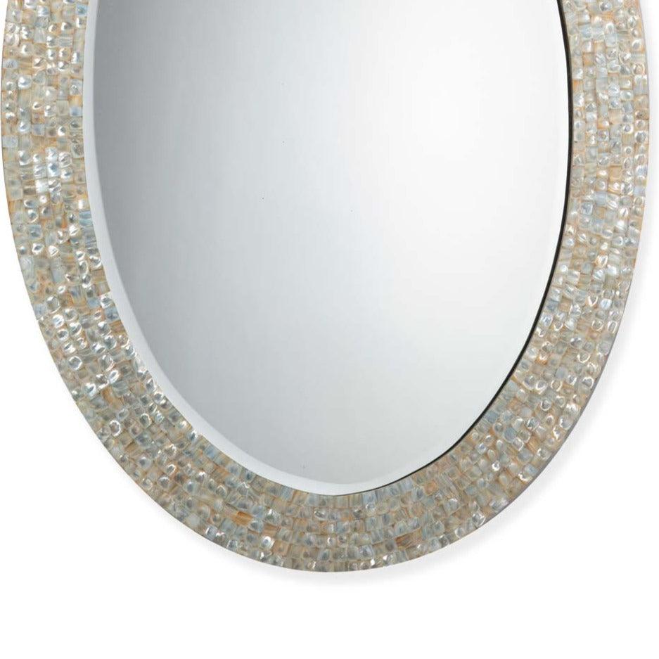 Reversible Position Cream Mother of Pearl Oval Wall Mirror Wall Mirrors Sideboards and Things By Jamie Young