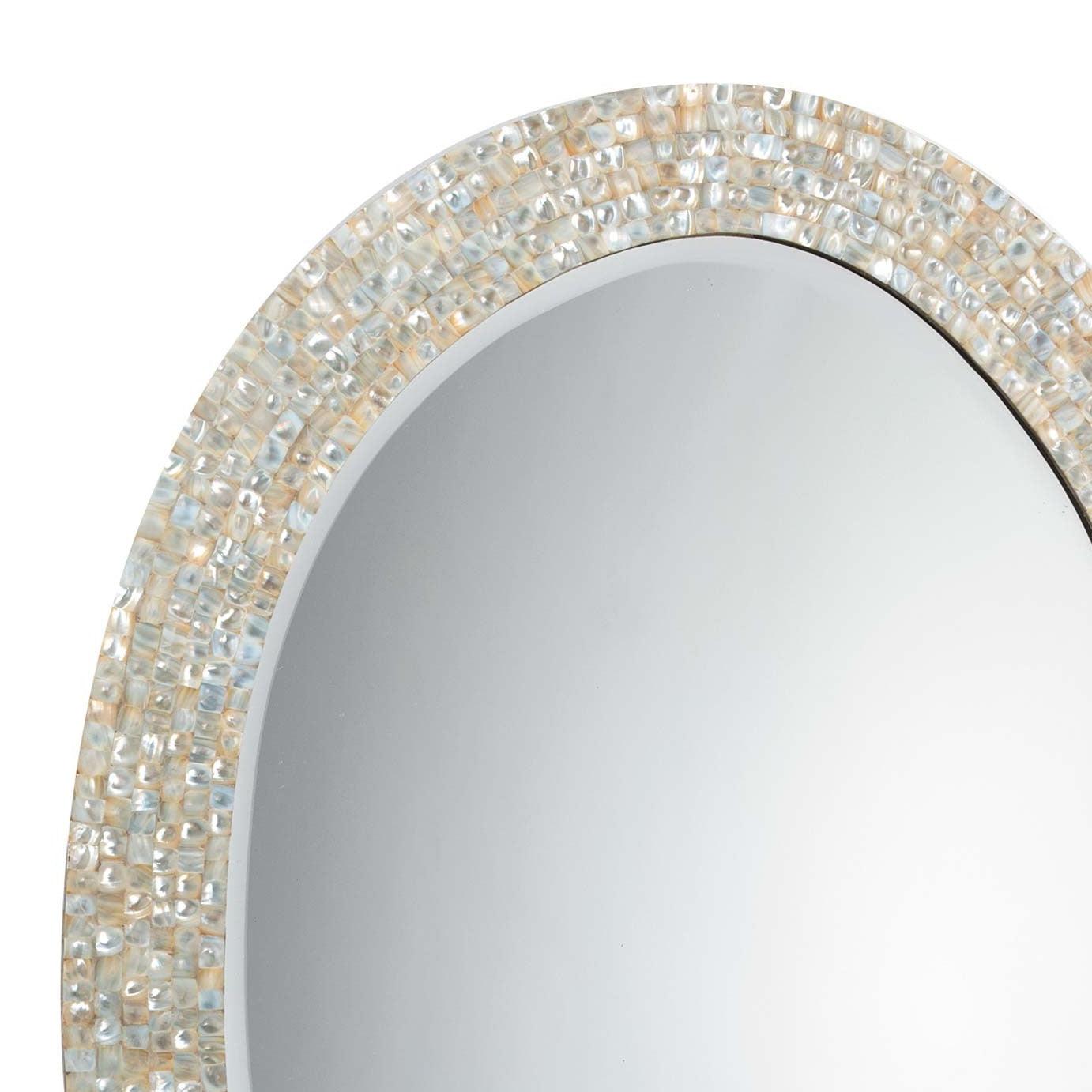 Reversible Position Cream Mother of Pearl Oval Wall Mirror Wall Mirrors Sideboards and Things By Jamie Young