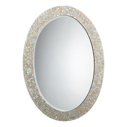 Reversible Position Cream Mother of Pearl Oval Wall Mirror Wall Mirrors Sideboards and Things By Jamie Young