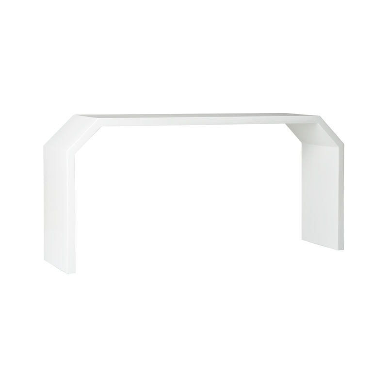 Chelsea House Rhea Modernist Architectural Shaped White Console Table