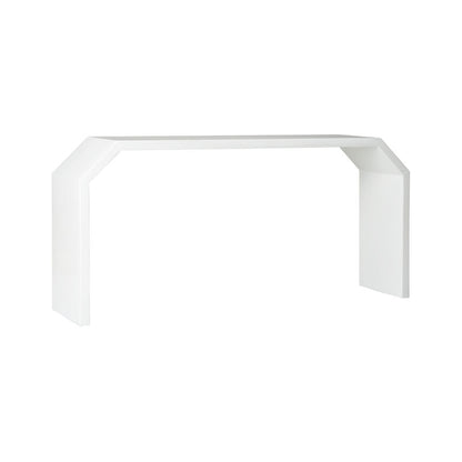 Chelsea House Rhea Modernist Architectural Shaped White Console Table