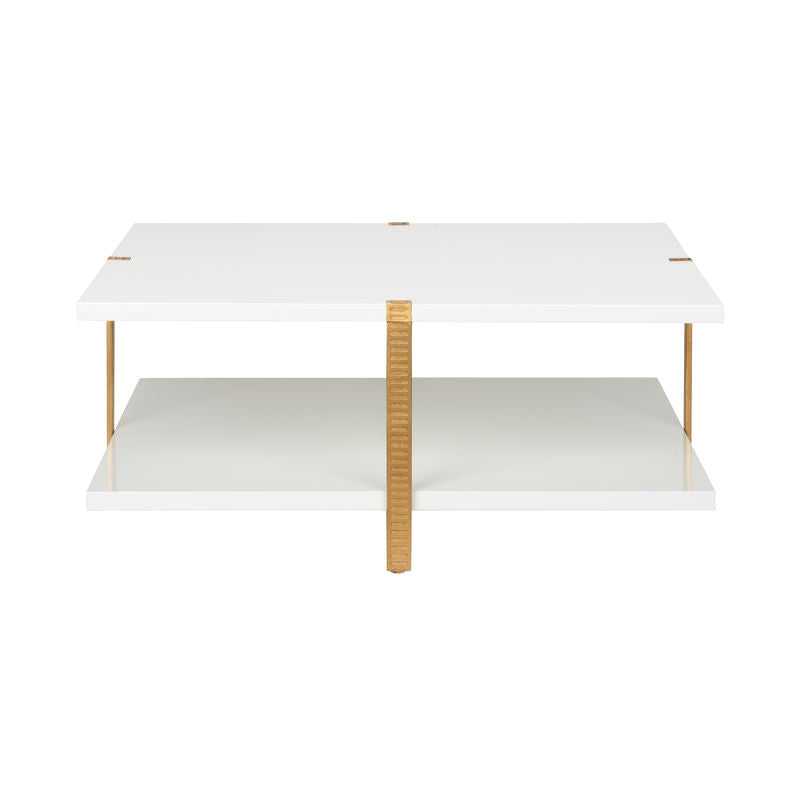 Chelsea House Ribbed Metal Framed Square Cocktail Table