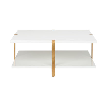 Chelsea House Ribbed Metal Framed Square Cocktail Table