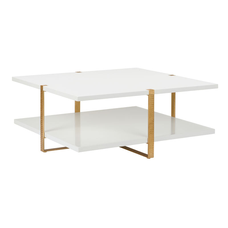 Chelsea House Ribbed Metal Framed Square Cocktail Table