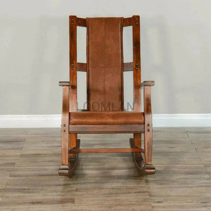 Rich Brown Vegan Leather Rocker Chair - LOOMLAN - Sunny D - Accent Chairs