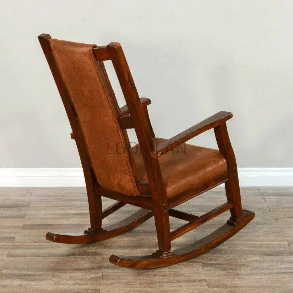 Rich Brown Vegan Leather Rocker Chair - LOOMLAN - Sunny D - Accent Chairs