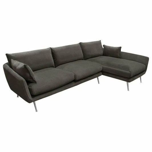 Right Facing 2PC Sectional in Iron Grey Fabric Metal Legs Sectionals LOOMLAN By Diamond Sofa