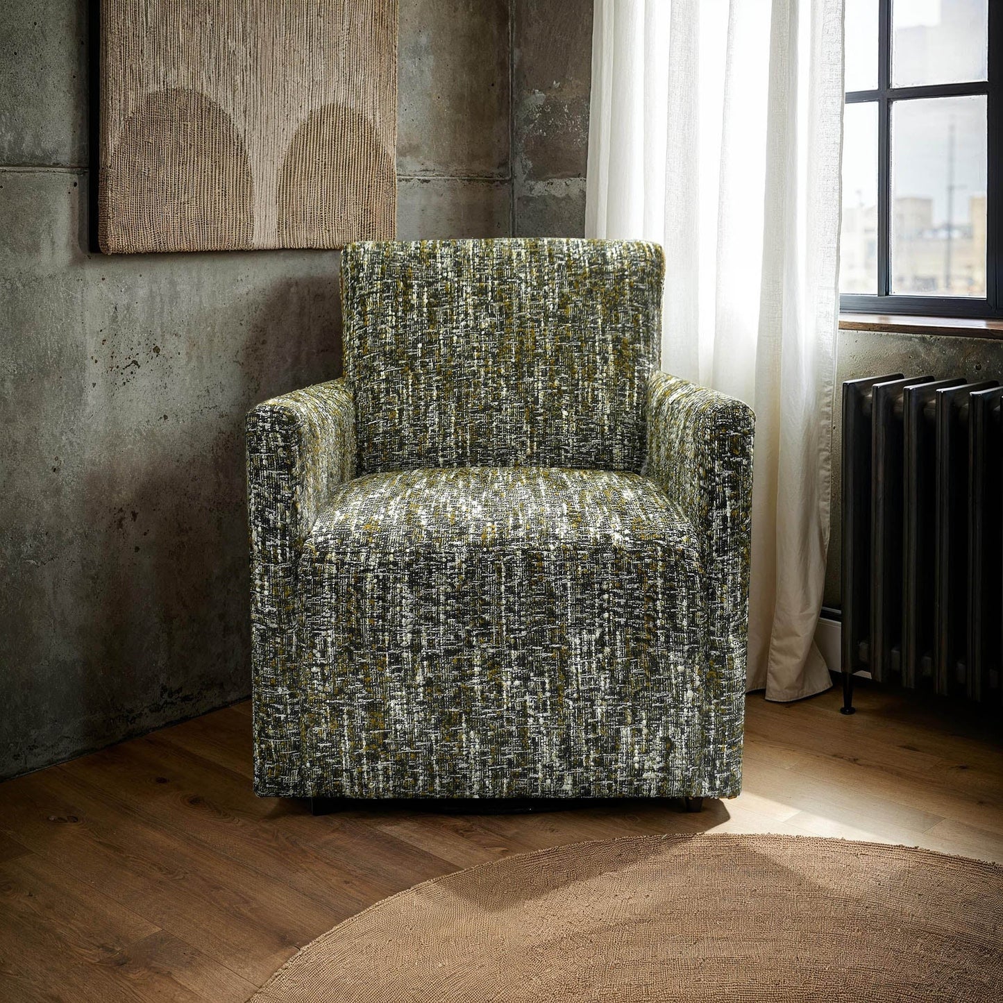 LH Home Riley Fabric Swivel Club Chair