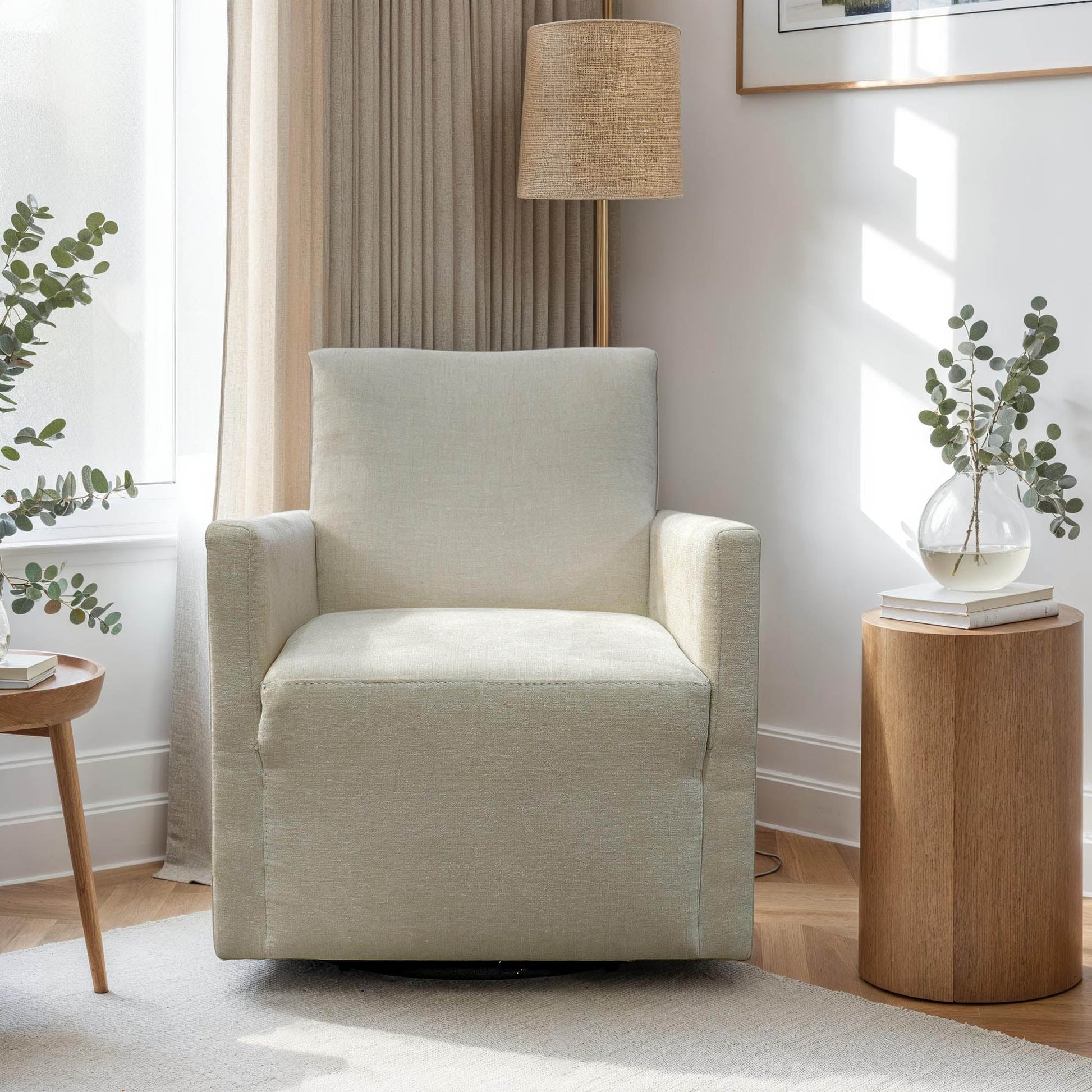 LH Home Riley Fabric Swivel Club Chair