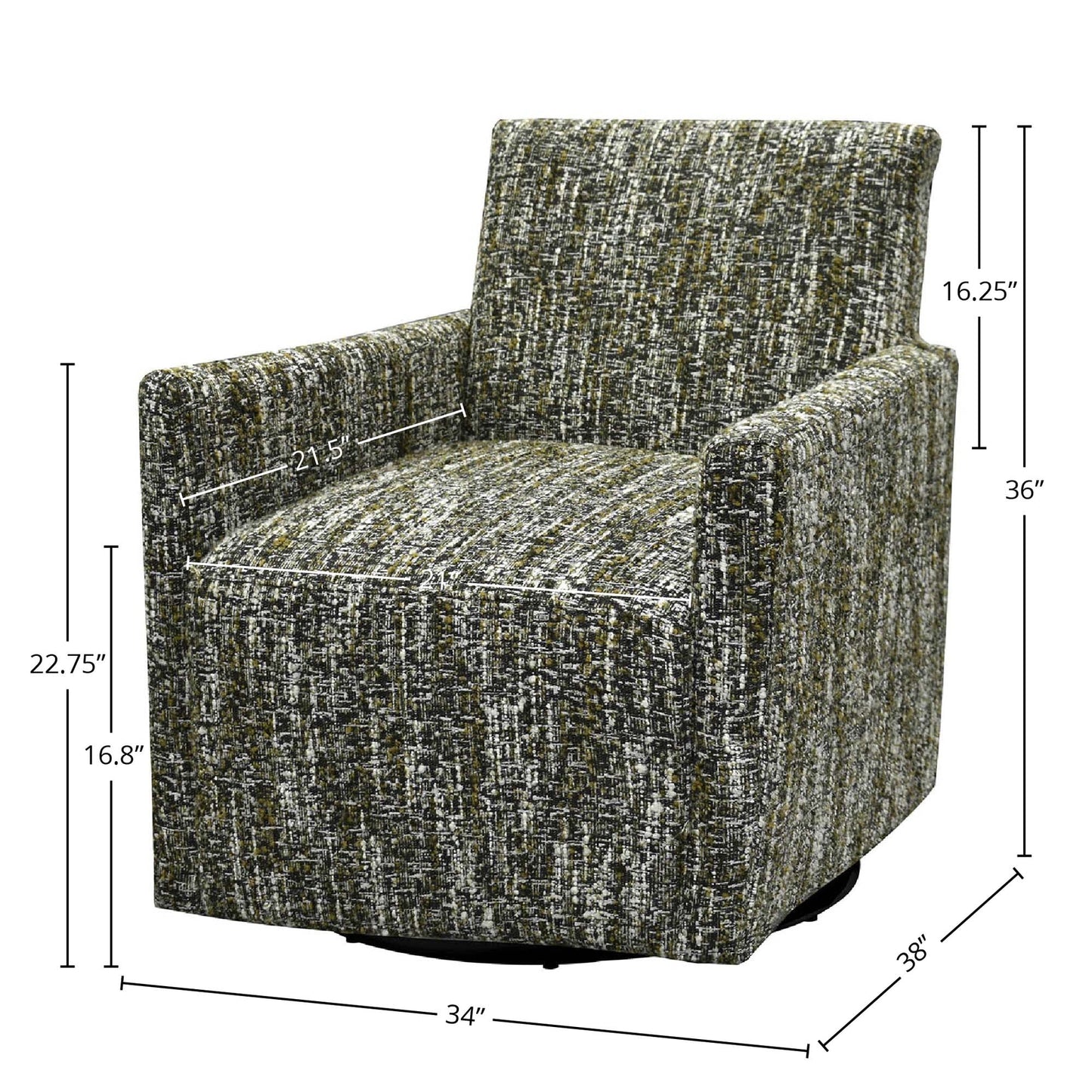 LH Home Riley Fabric Swivel Club Chair