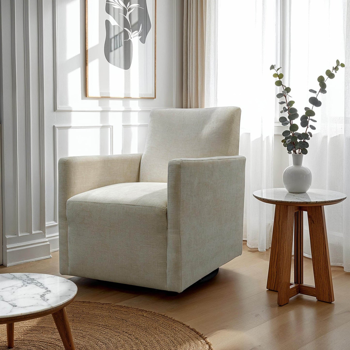 LH Home Riley Fabric Swivel Club Chair