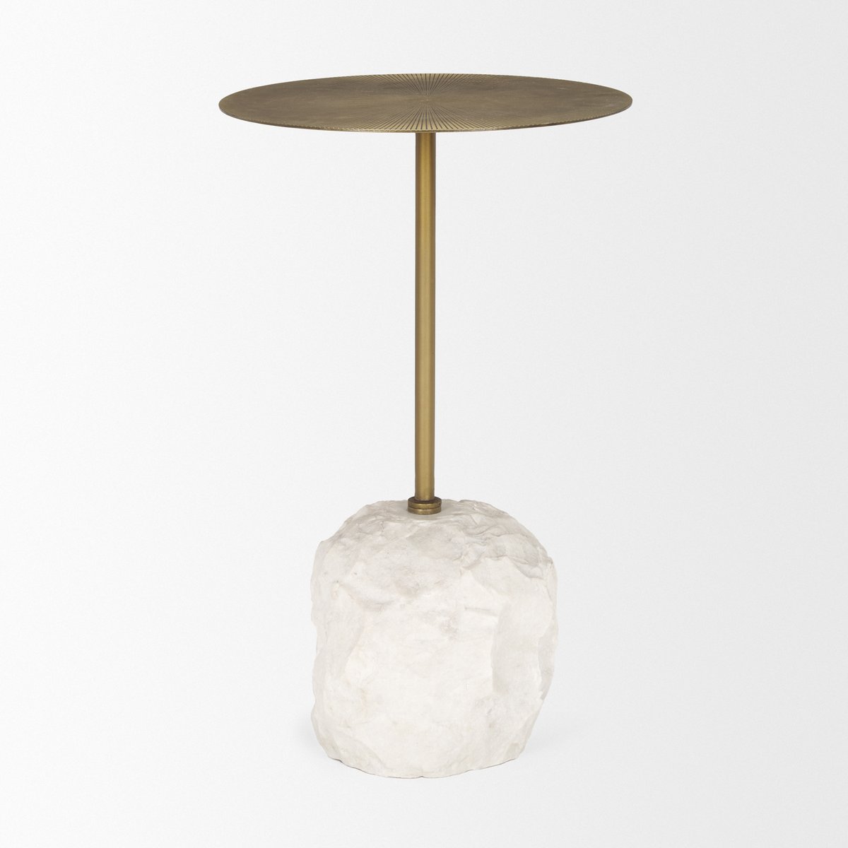 Mercana Rini White Marble Base Round Accent Table