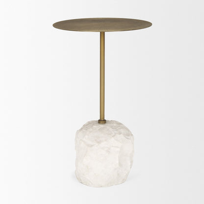 Mercana Rini White Marble Base Round Accent Table