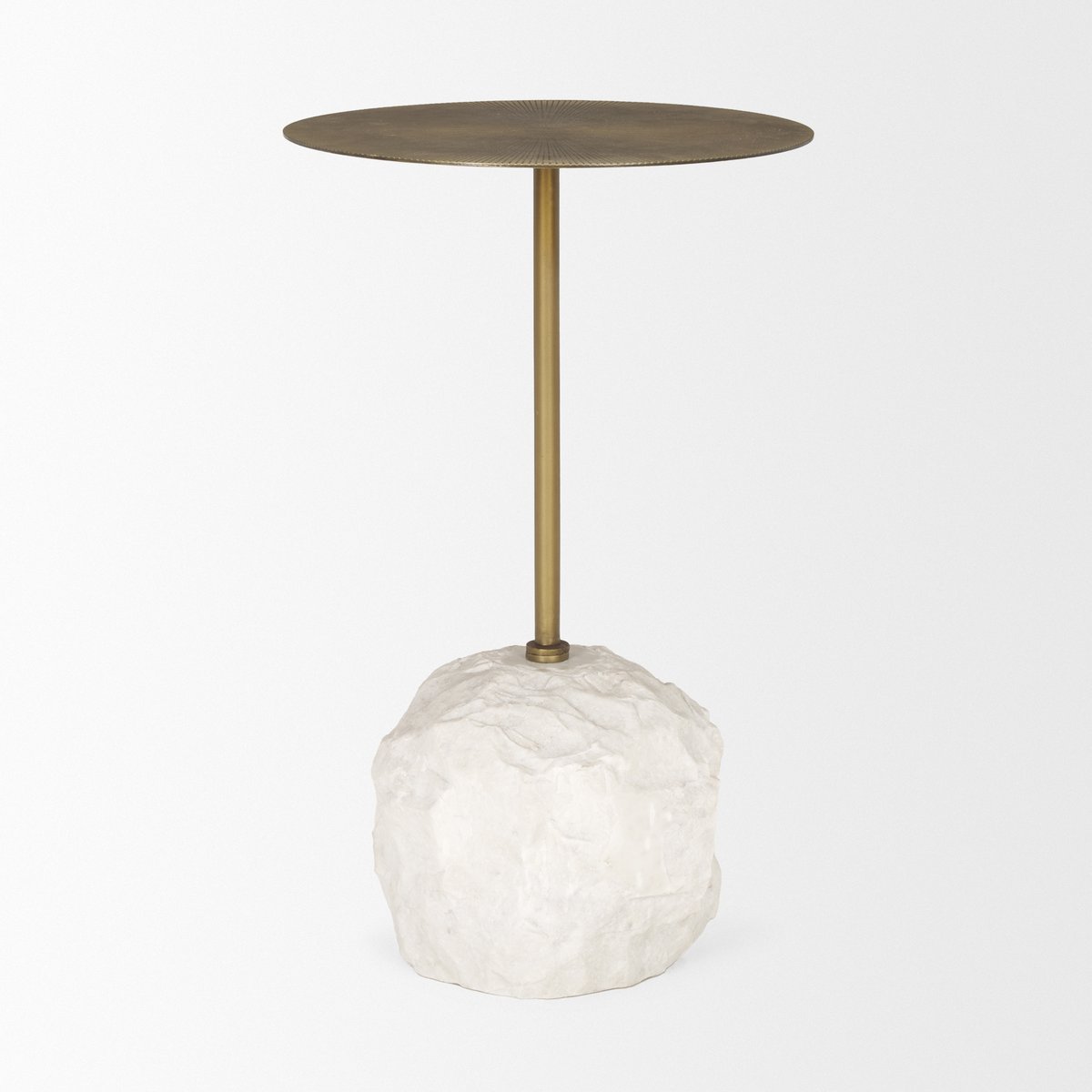 Mercana Rini White Marble Base Round Accent Table