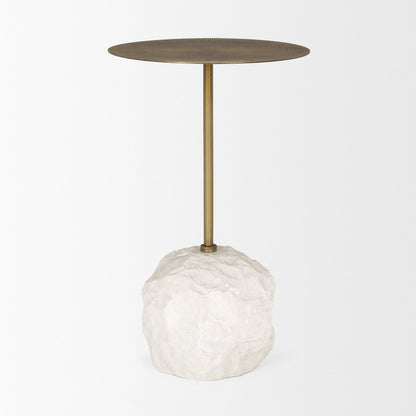 Mercana Rini White Marble Base Round Accent Table