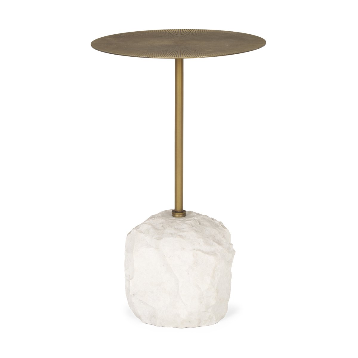 Mercana Rini White Marble Base Round Accent Table
