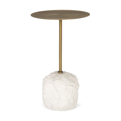 Mercana Rini White Marble Base Round Accent Table