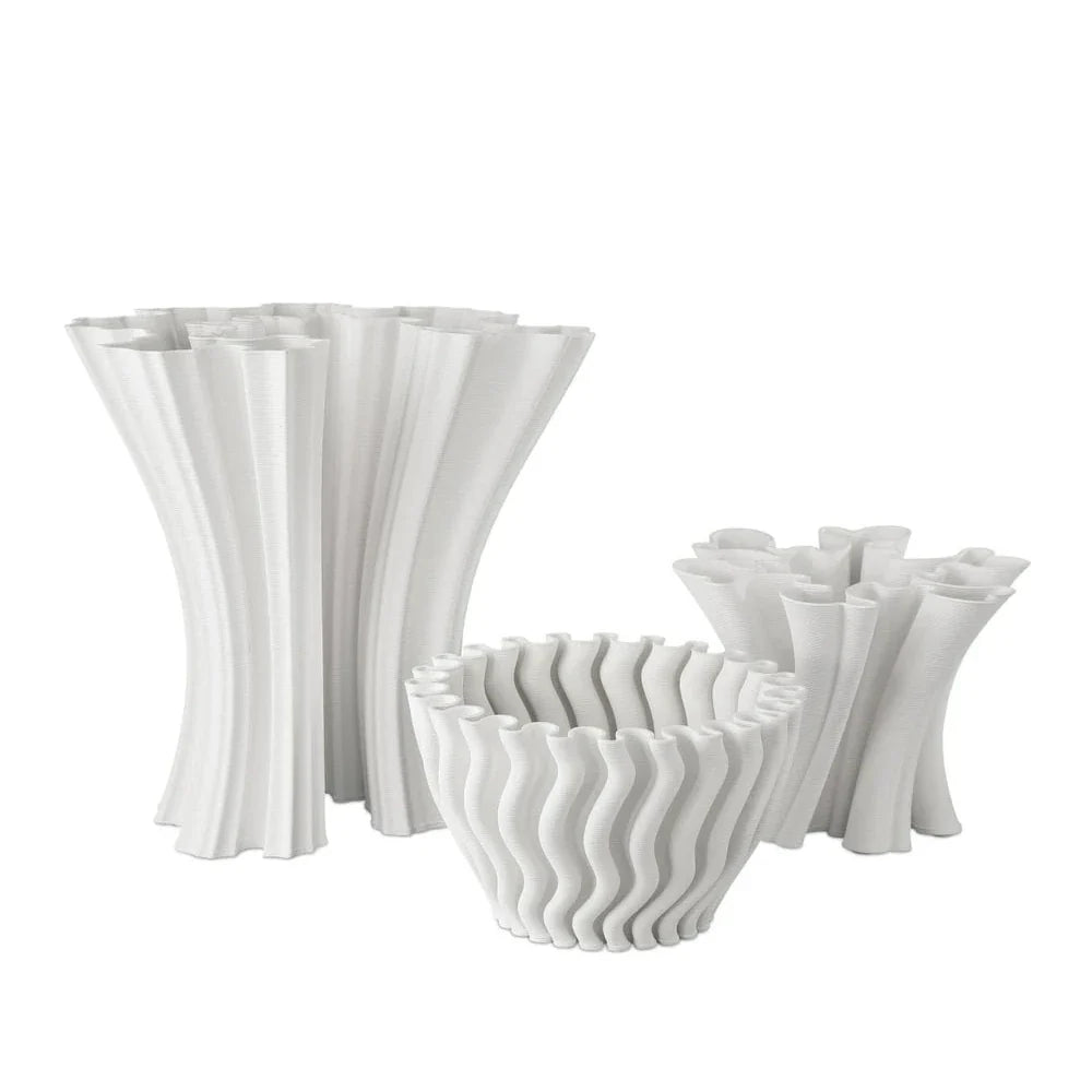 Ripple White 3-D Printed Porcelain Vase