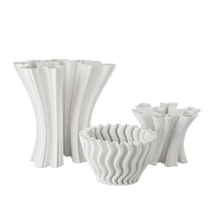 Ripple White 3-D Printed Porcelain Vase