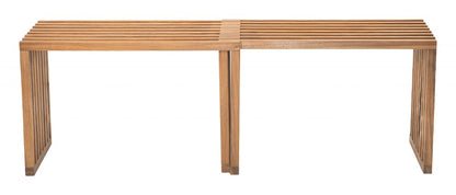 Zuo Modern Riviera Natural Wooden Extendable Outdoor Bench 2PC
