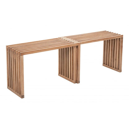 Zuo Modern Riviera Natural Wooden Extendable Outdoor Bench 2PC