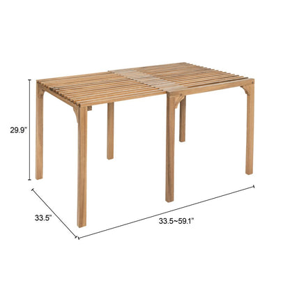 Zuo Modern Riviera Natural Wooden Extendable Outdoor Dining Table