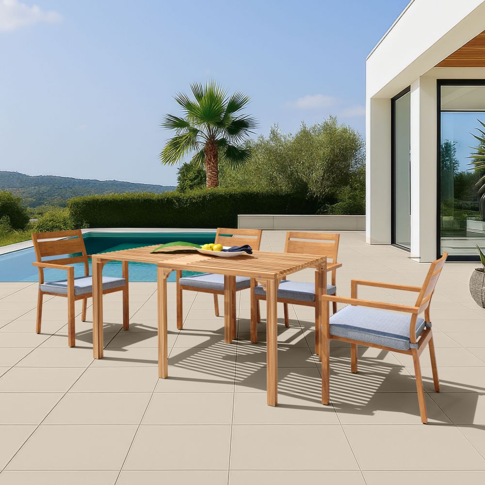 Zuo Modern Riviera Natural Wooden Extendable Outdoor Dining Table