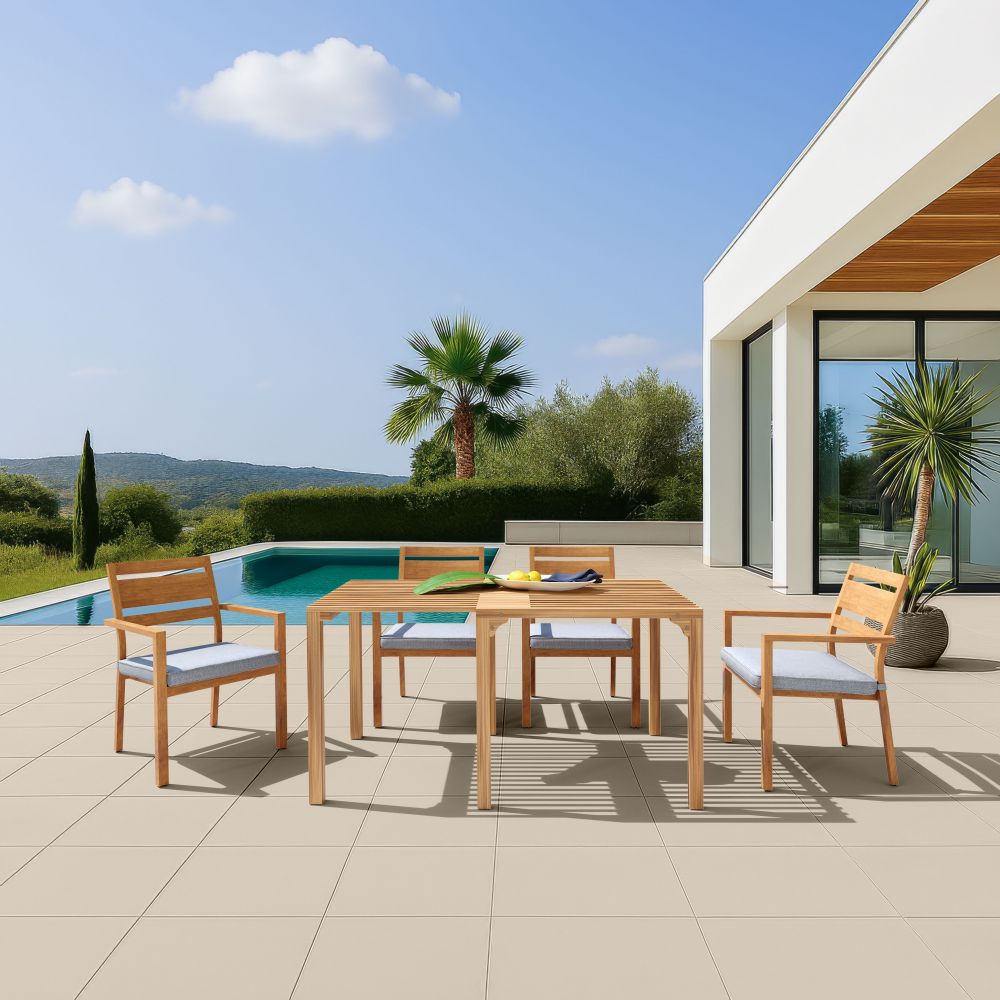 Zuo Modern Riviera Natural Wooden Extendable Outdoor Dining Table