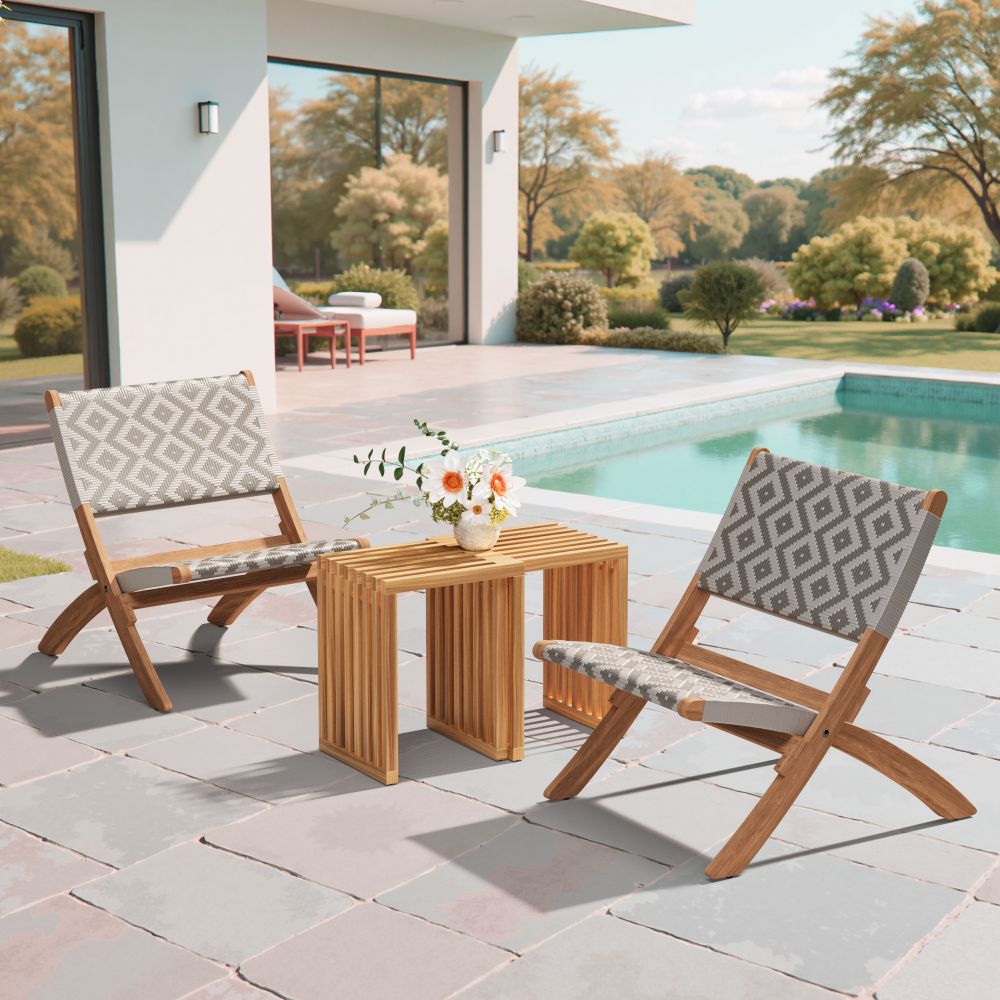 Zuo Modern Riviera Natural Wooden Extendable Outdoor Stool 2PC