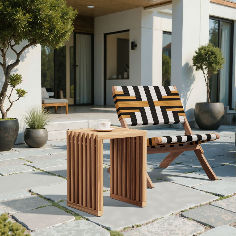 Zuo Modern Riviera Natural Wooden Extendable Outdoor Stool 2PC