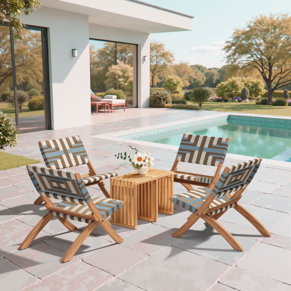 Riviera Natural Wooden Extendable Outdoor Stool 2PC