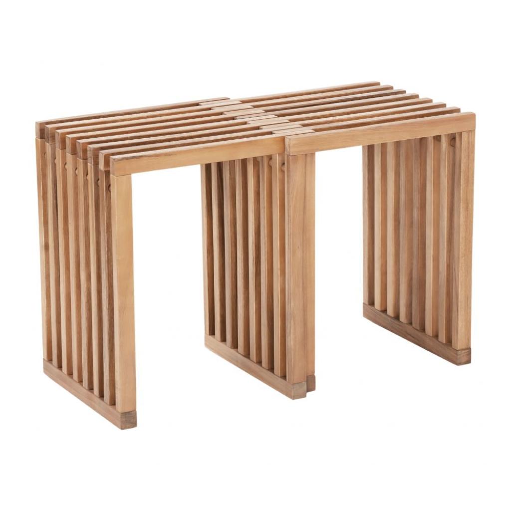 Zuo Modern Riviera Natural Wooden Extendable Outdoor Stool 2PC