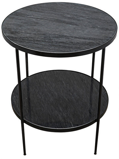 Rivoli Steel and Marble Black Round Side Table-Side Tables-Noir-Sideboards and Things