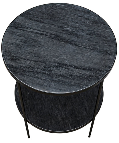 Rivoli Steel and Marble Black Round Side Table-Side Tables-Noir-Sideboards and Things