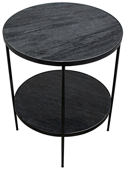 Rivoli Steel and Marble Black Round Side Table-Side Tables-Noir-Sideboards and Things