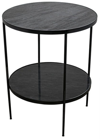 Rivoli Steel and Marble Black Round Side Table-Side Tables-Noir-Sideboards and Things