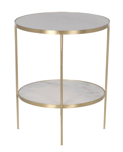 Rivoli Steel and Marble White Round Side Table-Side Tables-Noir-Sideboards and Things