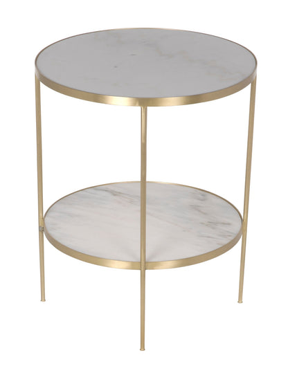 Rivoli Steel and Marble White Round Side Table-Side Tables-Noir-Sideboards and Things