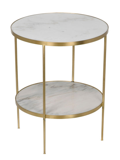 Rivoli Steel and Marble White Round Side Table-Side Tables-Noir-Sideboards and Things