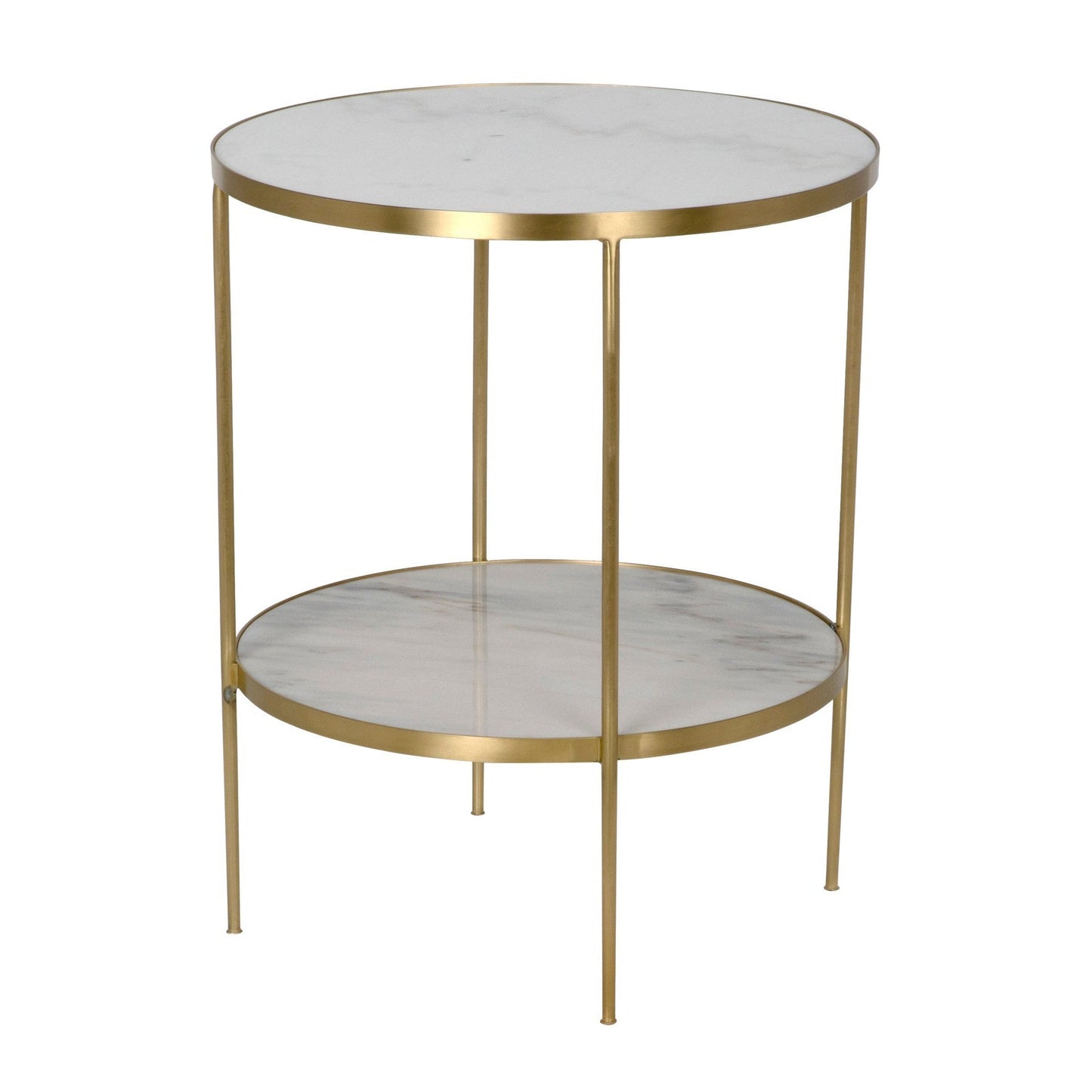 Rivoli Steel and Marble White Round Side Table-Side Tables-Noir-Sideboards and Things