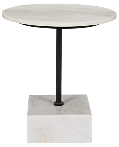 Rodin Steel and Marble Round Side Table-Side Tables-Noir-Sideboards and Things