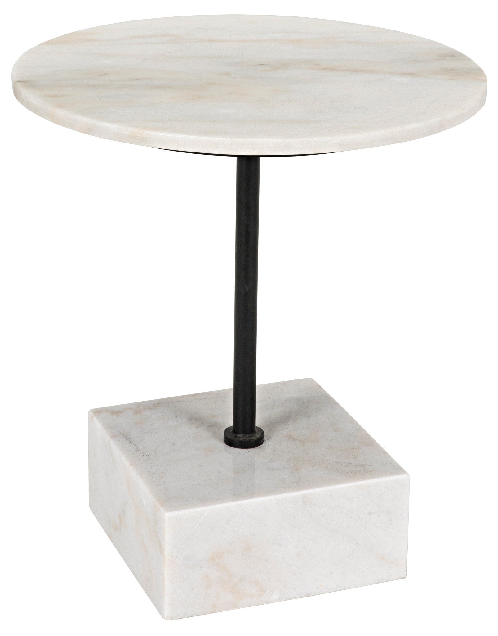 Rodin Steel and Marble Round Side Table-Side Tables-Noir-Sideboards and Things