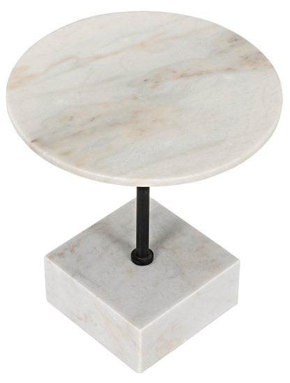 Rodin Steel and Marble Round Side Table-Side Tables-Noir-Sideboards and Things