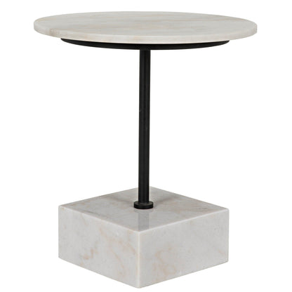 Rodin Steel and Marble Round Side Table-Side Tables-Noir-Sideboards and Things