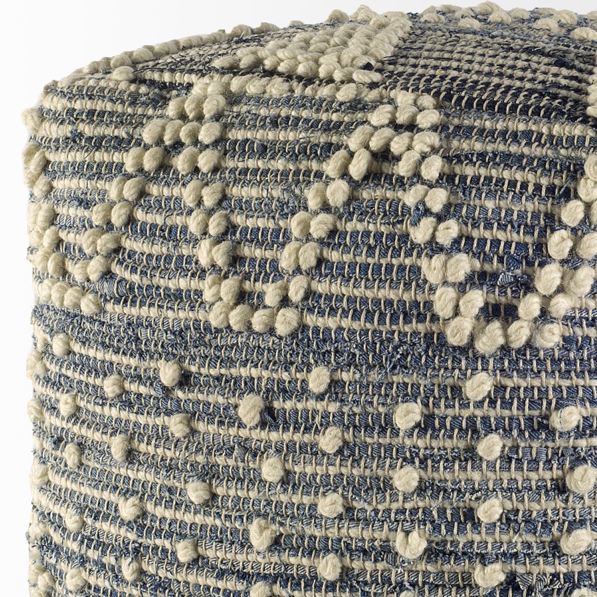Mercana Rofi Cream Cotton Stitched Square Pouf