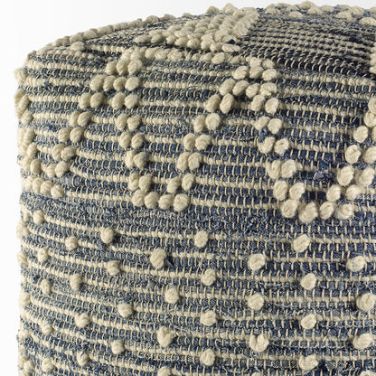 Mercana Rofi Cream Cotton Stitched Square Pouf
