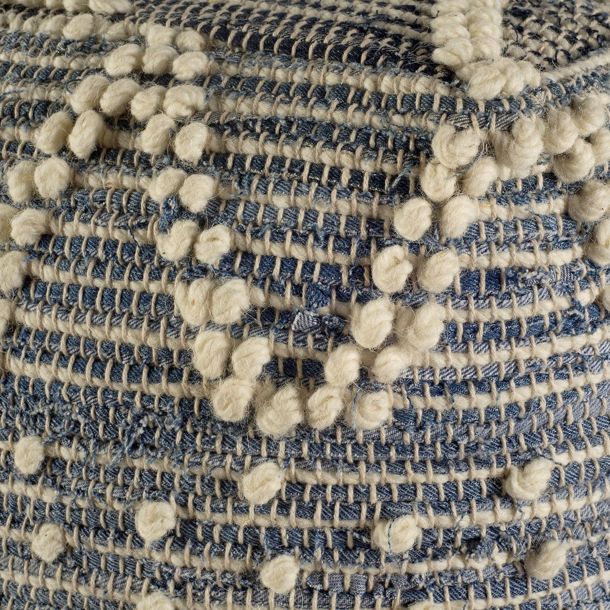 Mercana Rofi Cream Cotton Stitched Square Pouf
