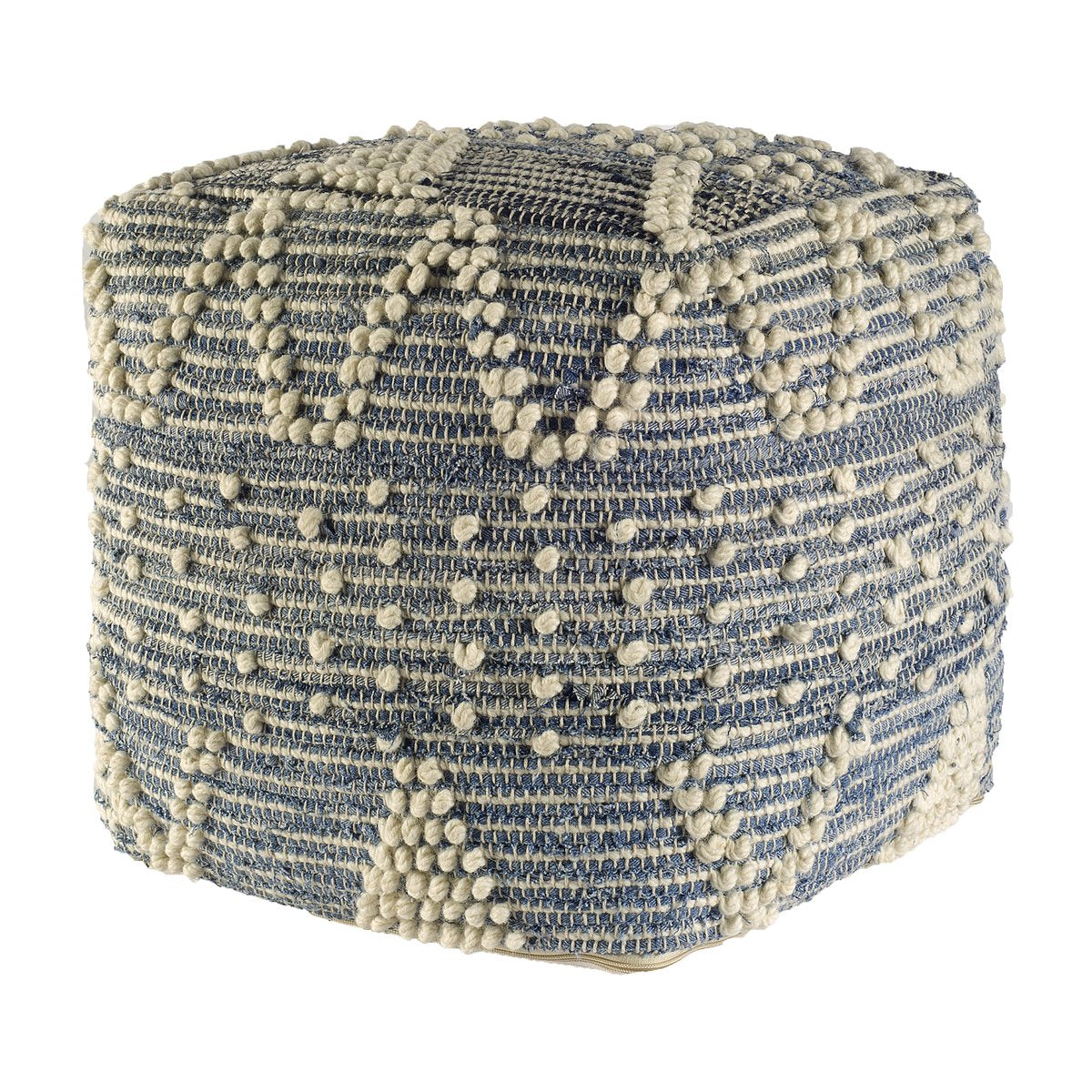 Mercana Rofi Cream Cotton Stitched Square Pouf