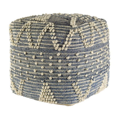 Mercana Rofi Cream Cotton Stitched Square Pouf
